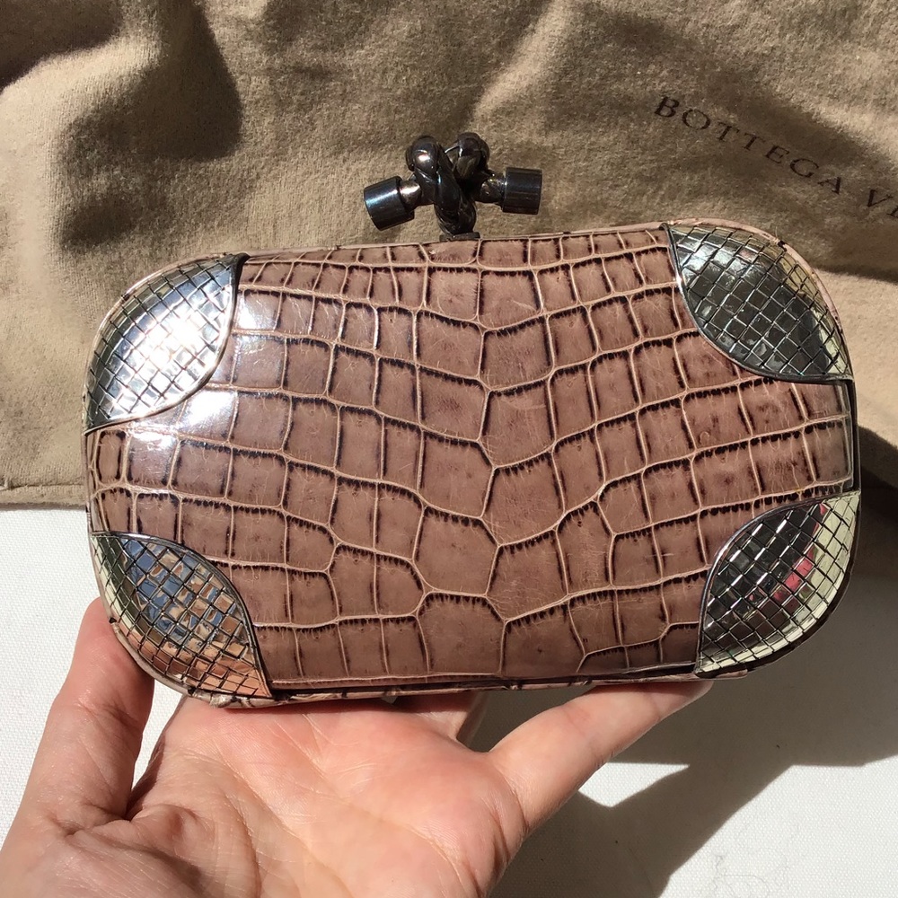 Bottega Veneta Alligator Knot clutch handbag